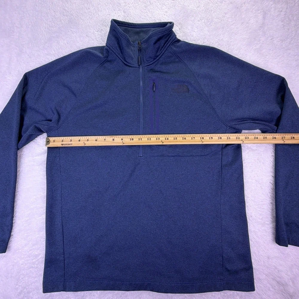 The North Face Pullover Men XL Heather-Navy-Blue 1/4 Zip Fleece Lined Sweatshirt